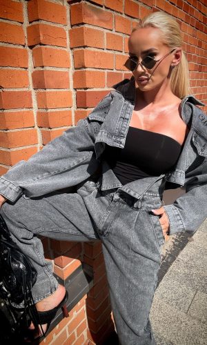 MANDY DENIM TROUSERS GREY - jeansy damskie szare
